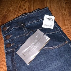 Dark Blue Hi-Waisted Skinny Jeans